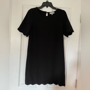 Black Mini Dress with Scallop Trim Women Size Small Like New